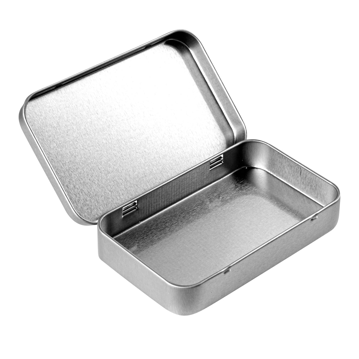 Containers, RW Base 6 Ounce, Tin, Silver, Rectangular, with Hinged Lid,100 - 1 EACH