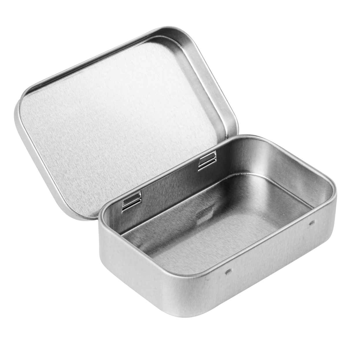 Containers, RW Base 4 Ounce, Tin, Silver, Rectangular, with Hinged Lid,100 - 1 EACH