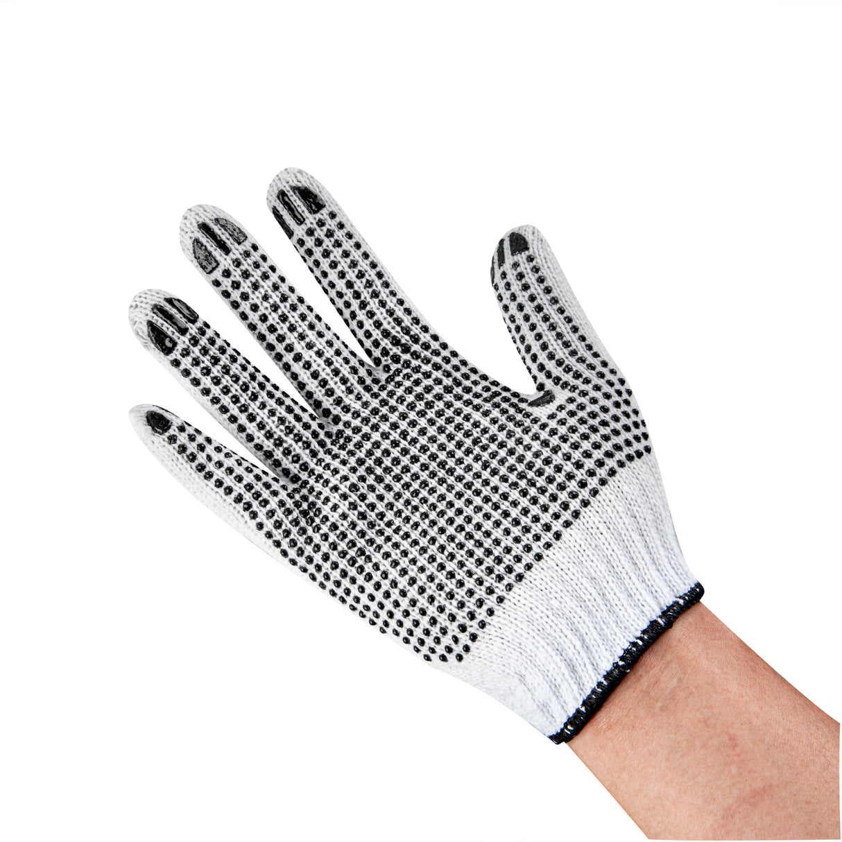 Gloves, Poly-Cotton, Small, White, with Black PVC Dots,6 - 1 EACH