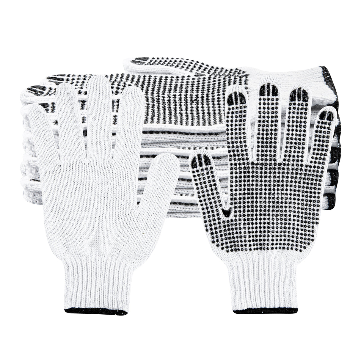 Gloves, Poly-Cotton, Large, White, with Black PVC Dots,6 - 1 EACH