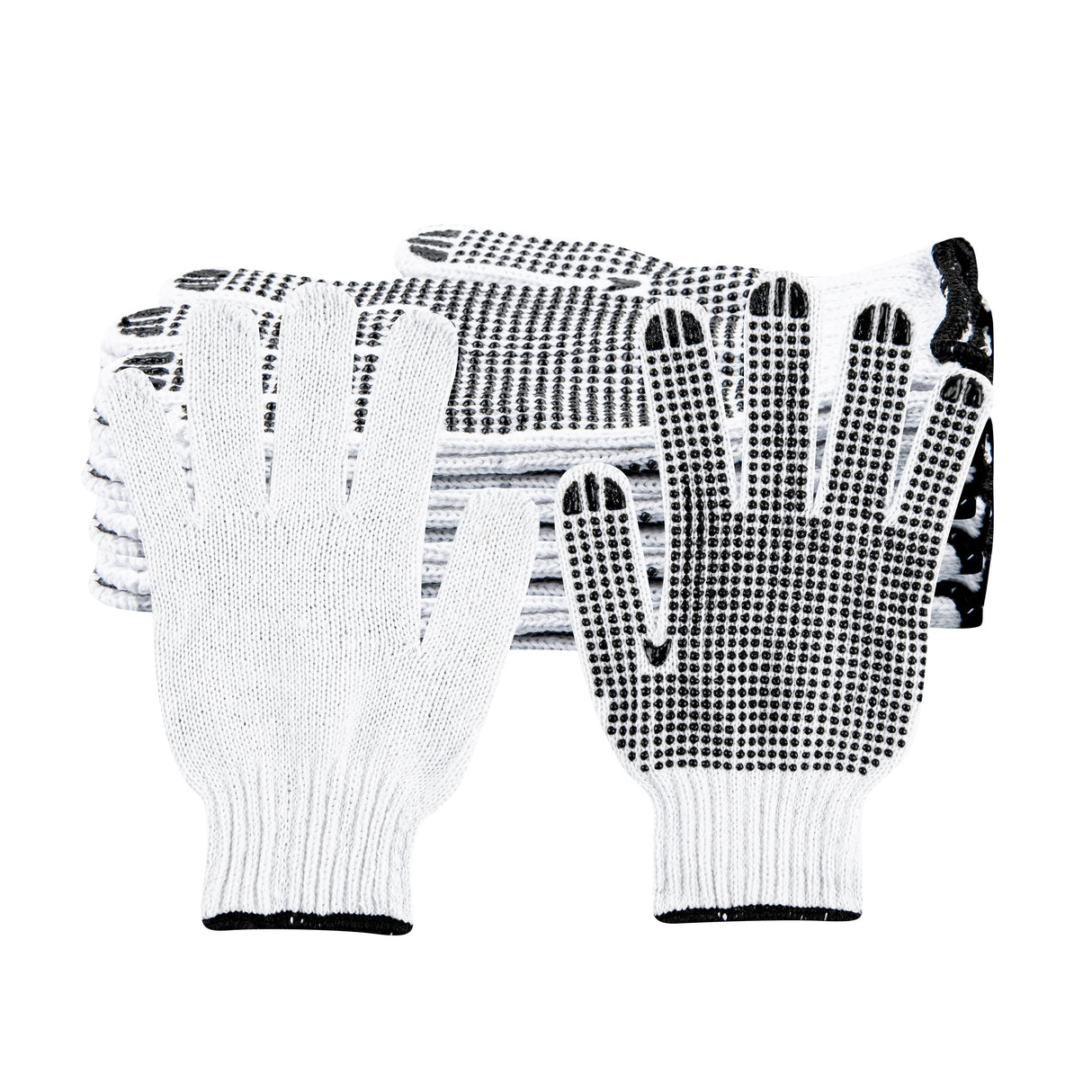Gloves, Poly-Cotton, Medium, White, with Black PVC Dots,6 - 1 EACH