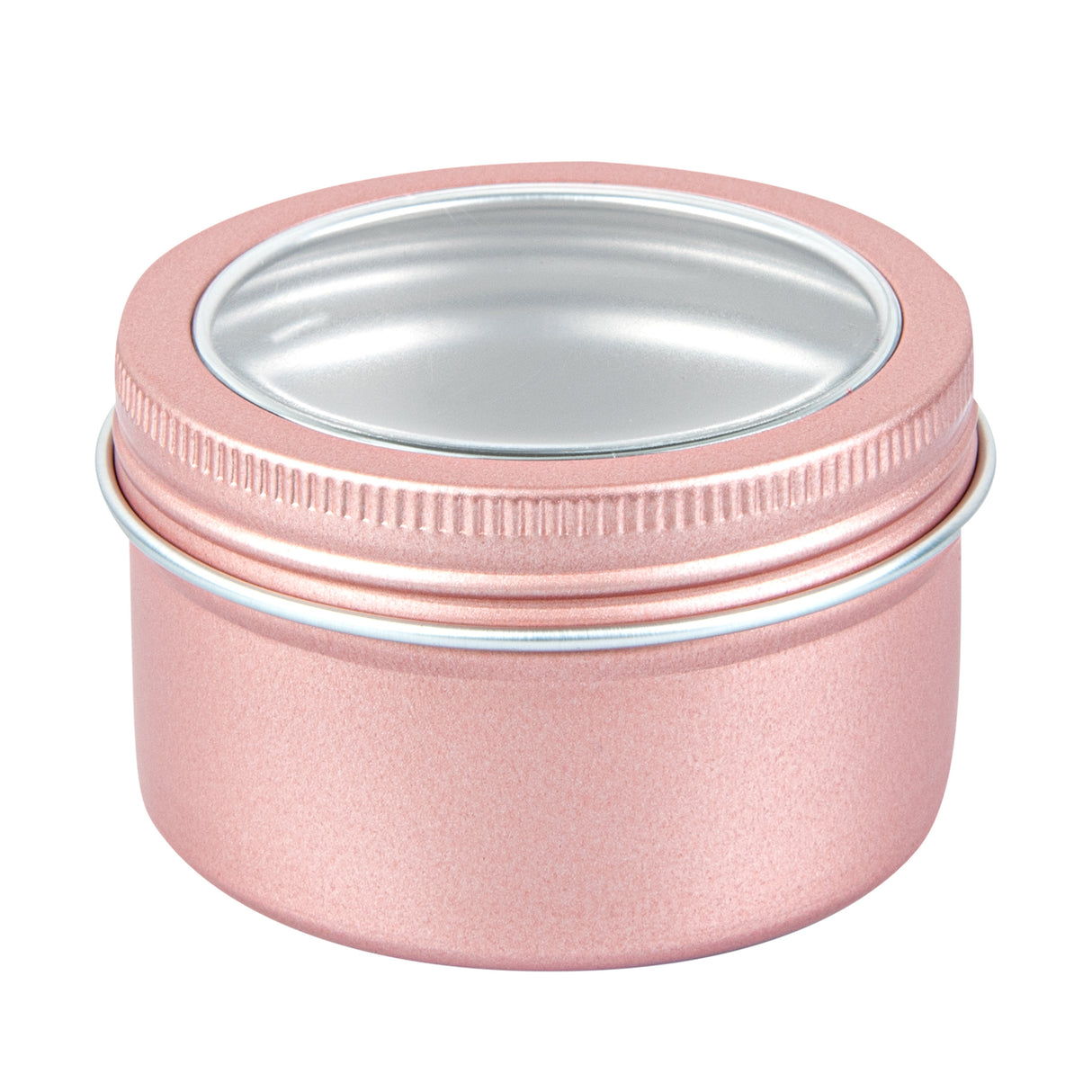 Containers, RW Base 4 Ounce, Tin, Rose Gold, Round, with Window Lid,100 - 1 EACH