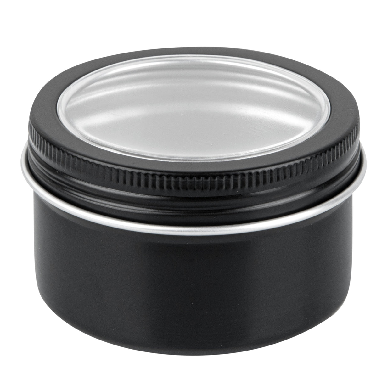 Containers, RW Base 4 Ounce, Tin, Black, Round, with Window Lid,100 - 1 EACH