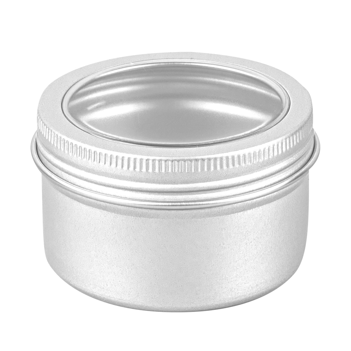 Containers, RW Base 4 Ounce, Tin, Silver, Round, with Window Lid,100 - 1 EACH