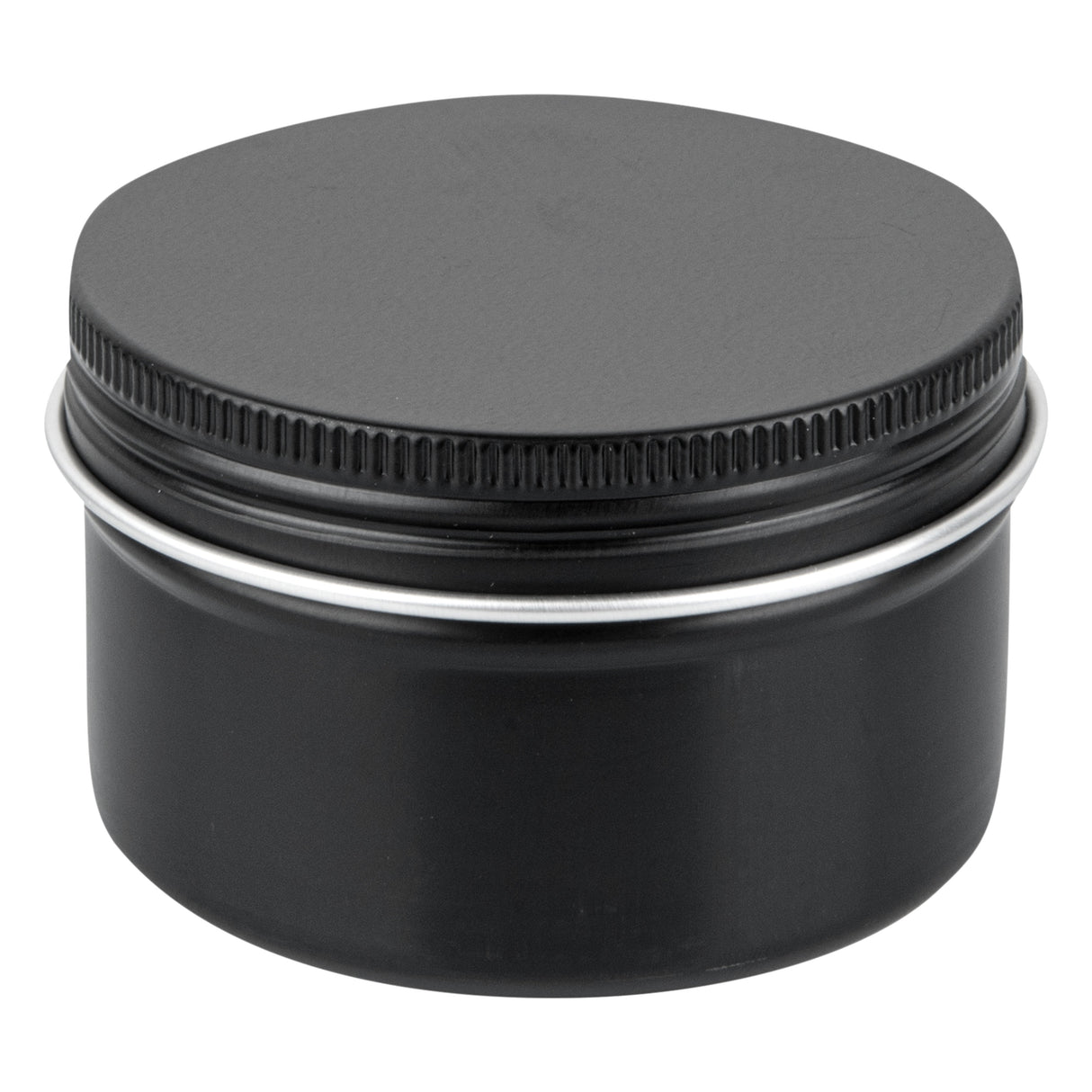 Containers, RW Base 4 Ounce, Tin, Black, Round, with Screw Lid,100 - 1 EACH
