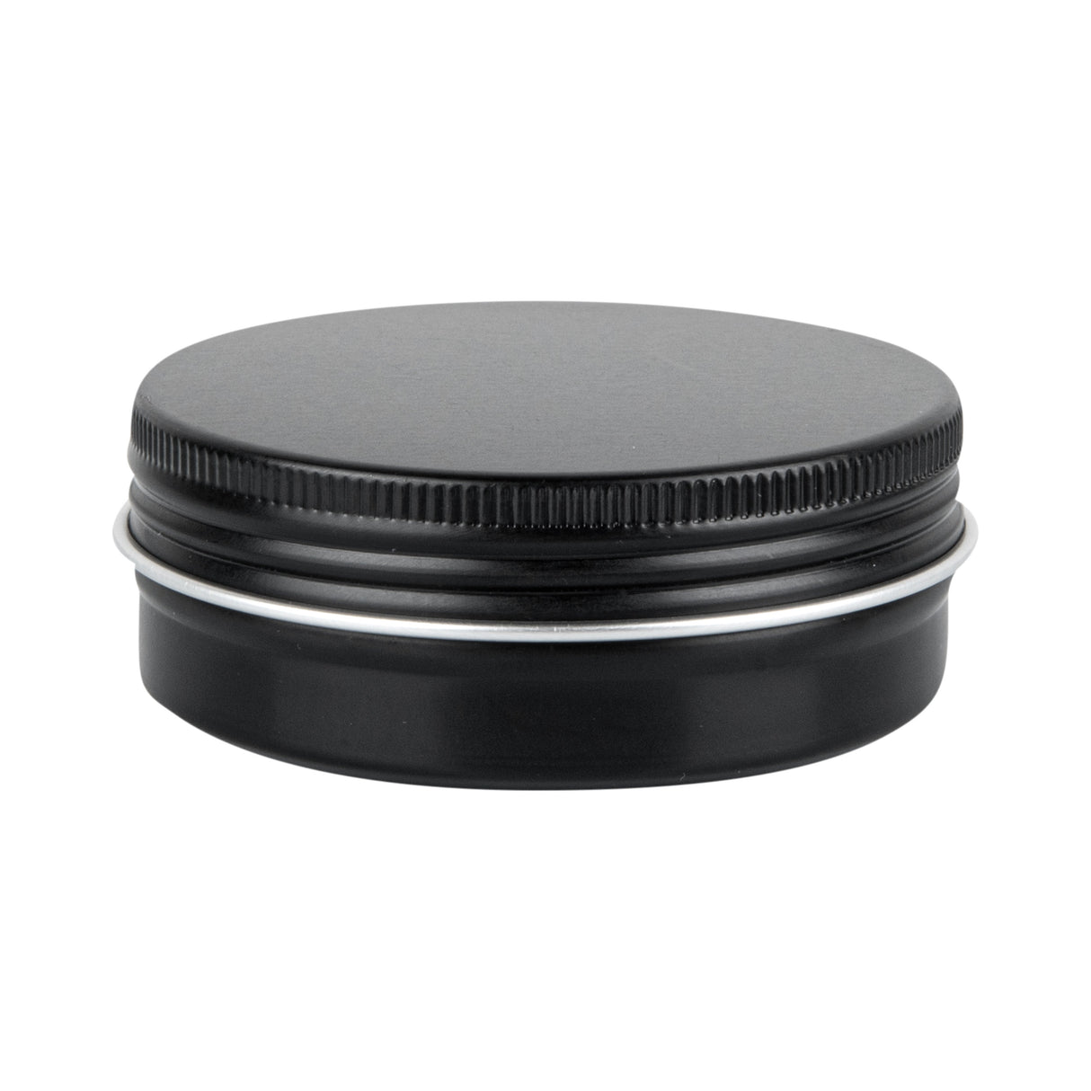 Containers, RW Base 2 Ounce, Tin, Black, Round, with Screw Lid,100 - 1 EACH
