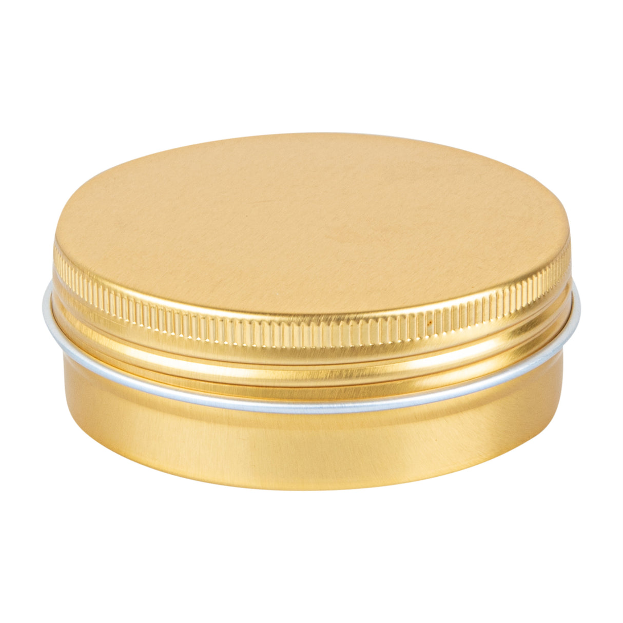 Containers, RW Base 2 Ounce, Tin, Gold, Round, with Screw Lid,100 - 1 EACH