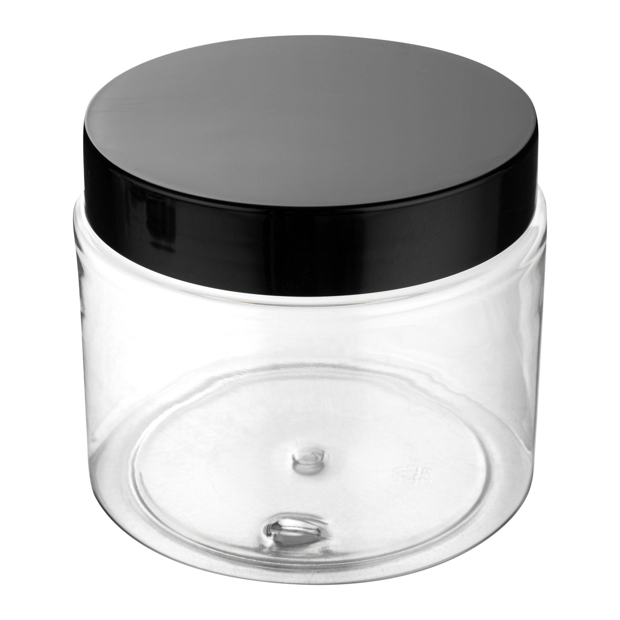 Jars, Candy & Snack, RW Base 16 Ounce, Clear, Plastic, with Black Plastic Lid, Round, 3.75 x 3.75 x 3 Inch,100 - 1 EACH