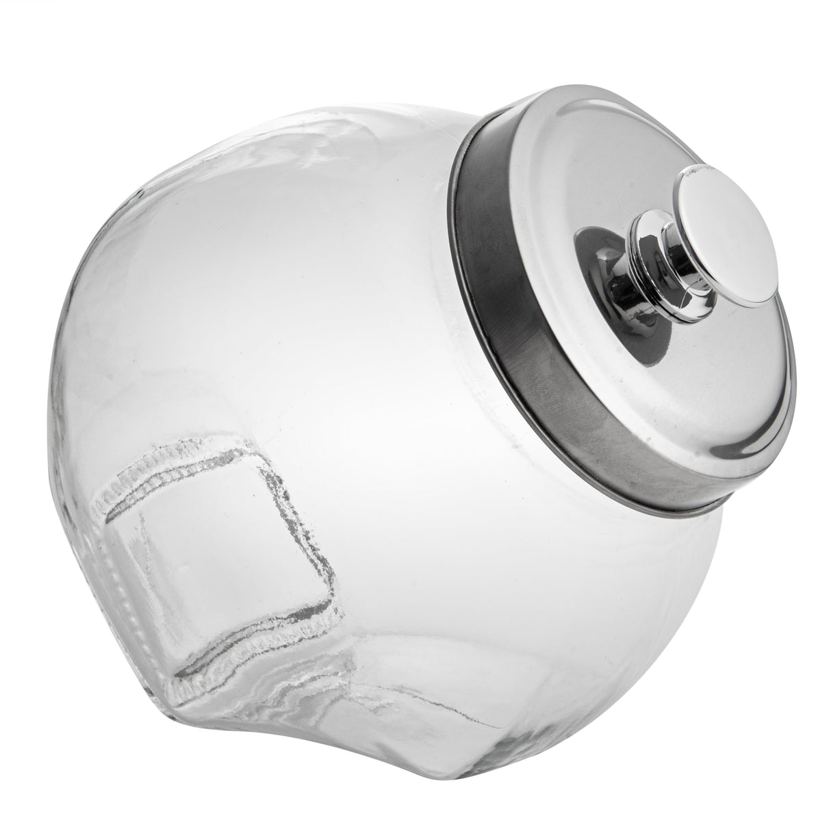 Jar, Penny, Vetri 0.3 Gallon, Glass, with Chrome Lid, 3.5 x 3.5 x 6.25 Inch,1 - 1 EACH