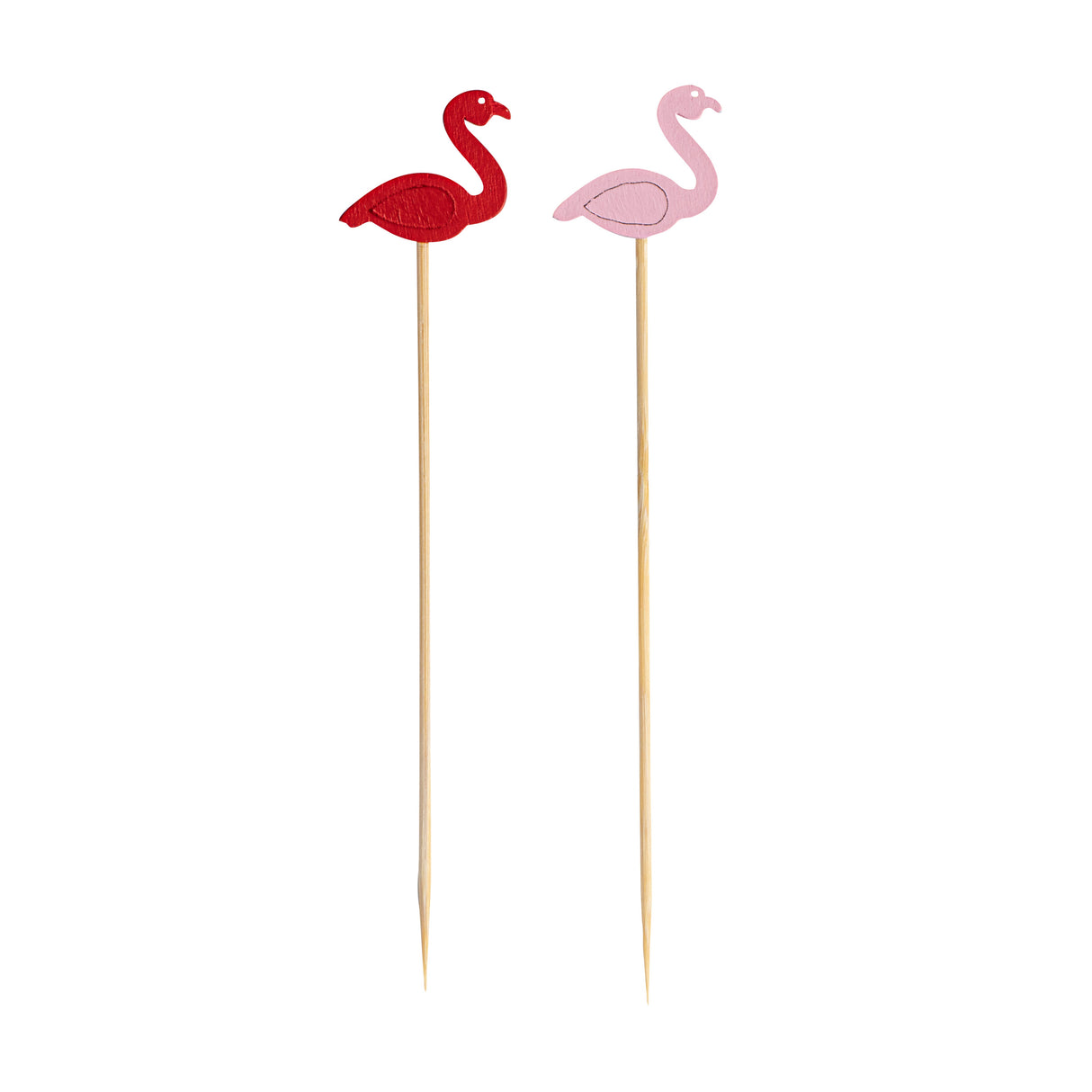 Skewers, 4.75 Inch, Bamboo, Red & Pink Flamingo,100 - 1 EACH