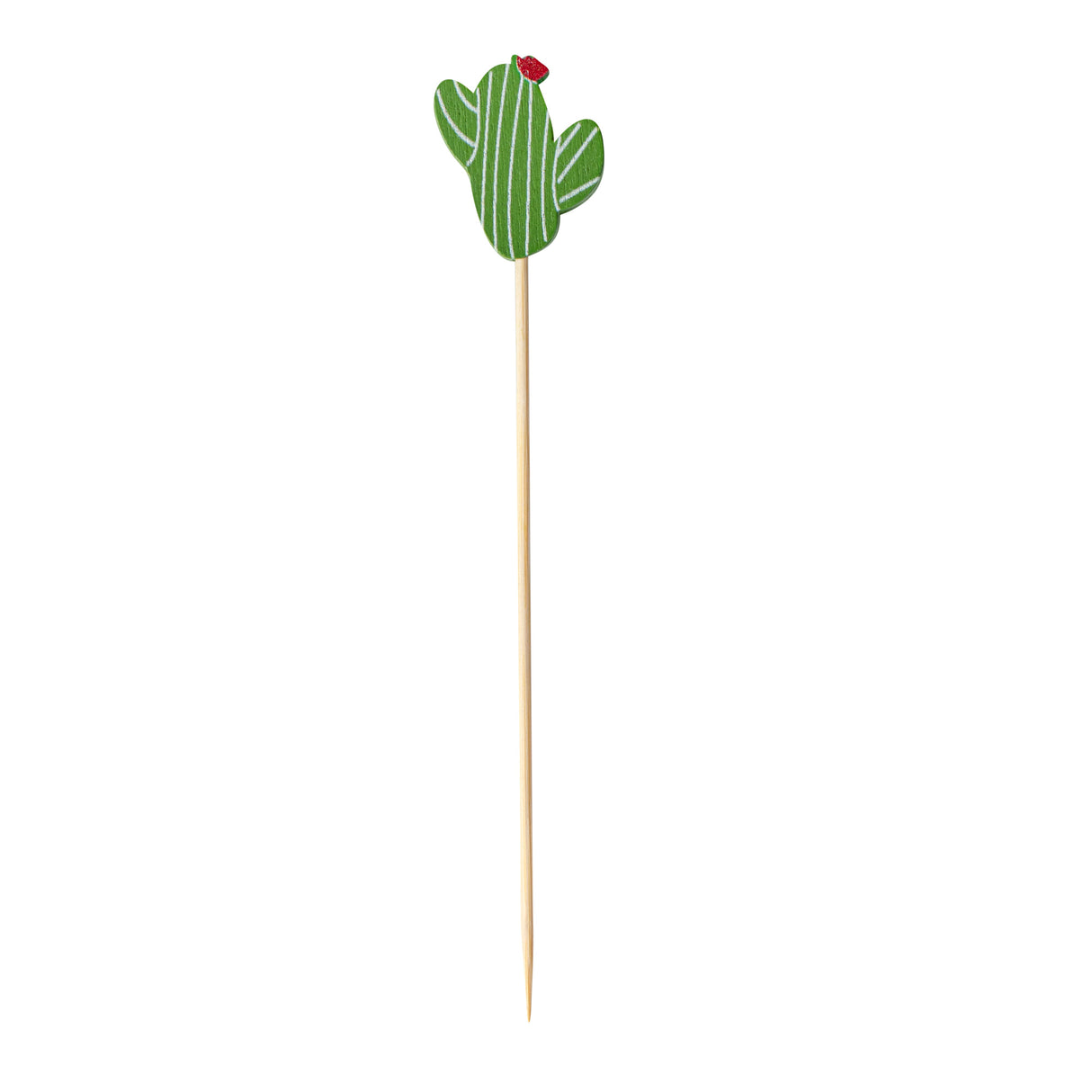 Skewers, 4.75 Inch, Bamboo, Green Cactus with Flower,100 - 1 EACH