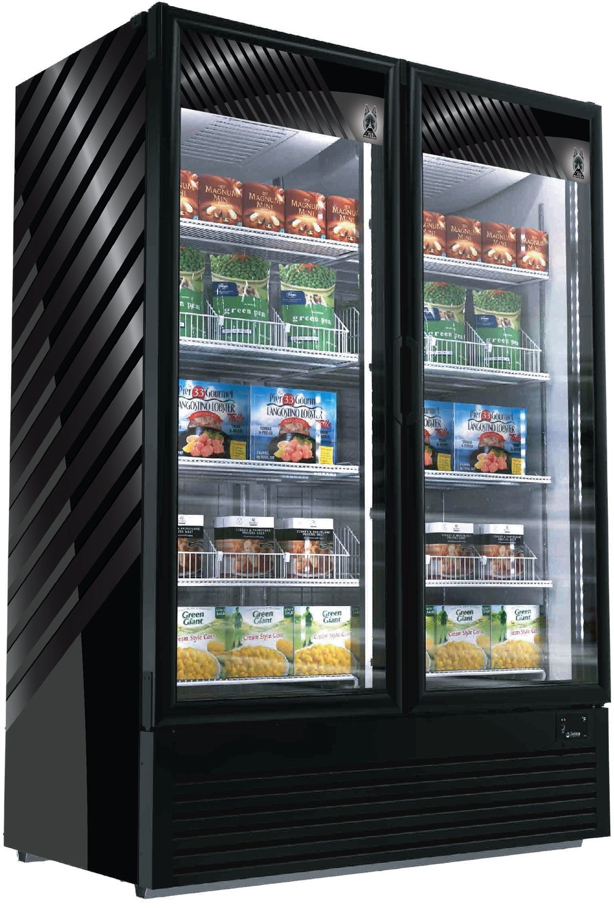 Freezer, Merchandiser, 43 Cubic Feet, Two Door, Glass,1 - 1 EACH