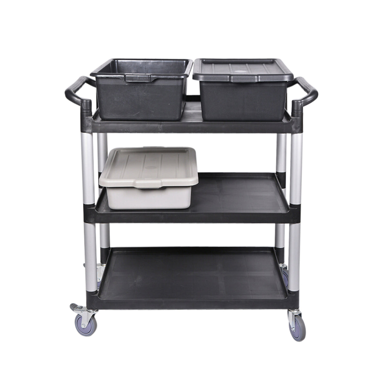 Cart, Utility, 3-Shelf, Small Heavy-Duty Rolling, Black, Plastic, 32 x 17 x 35.75 Inch,1 - 1 COUNT