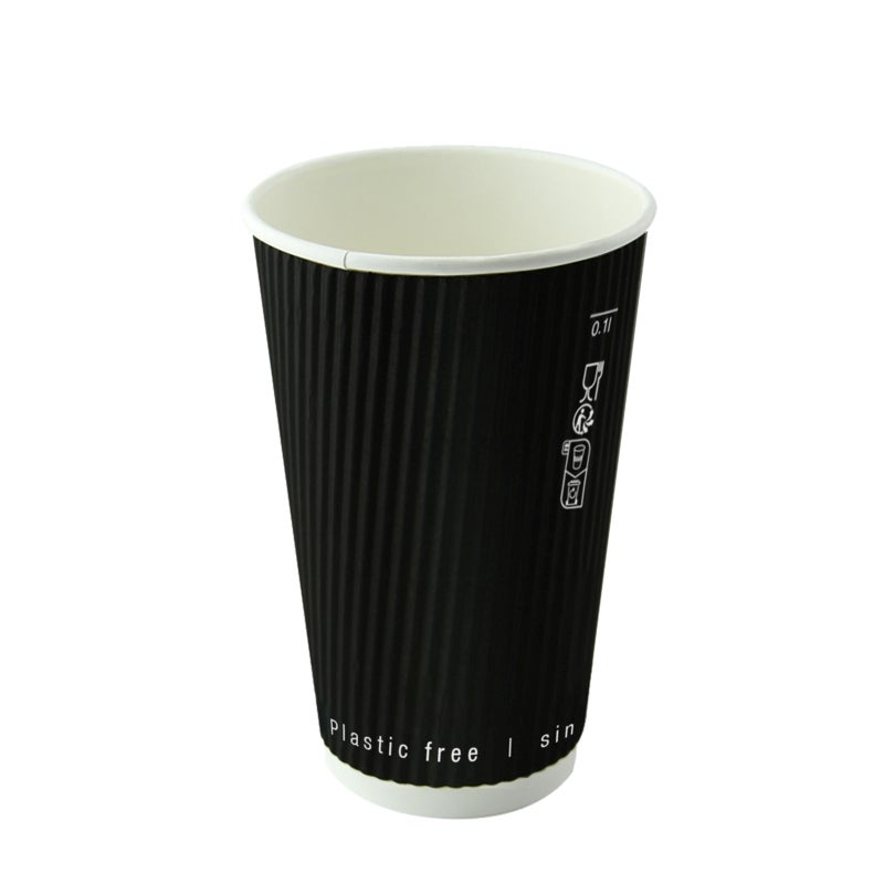 Cups, 16 Ounce, Paper, Black, Rippled-Wall,20 - 50 COUNT