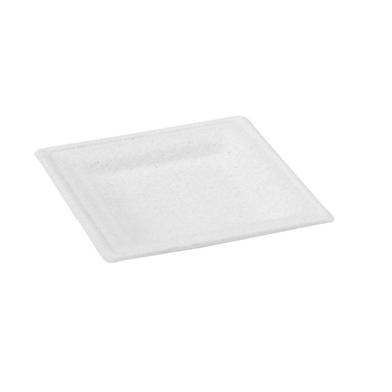 Plates, 6.2 x 6.2 Inch, Sugarcane, White, Square,4 - 50 COUNT