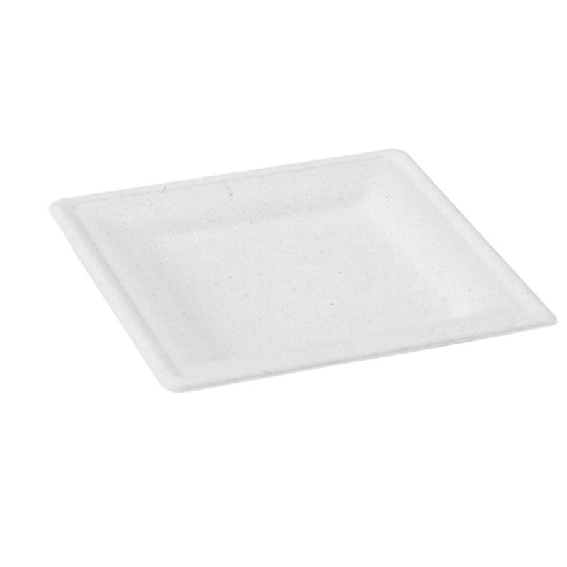 Plates, 7.8 x 7.8 Inch, Sugarcane, White, Square,4 - 50 COUNT
