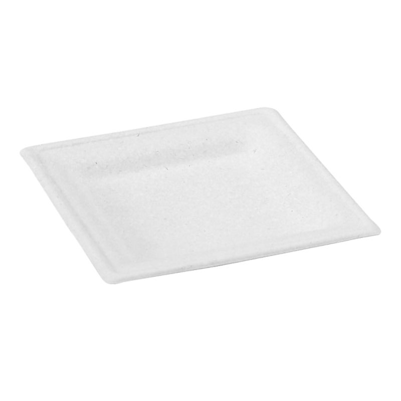 Plates, 10.2 x 10.2 Inch, Sugarcane, White, Square,2 - 50 COUNT