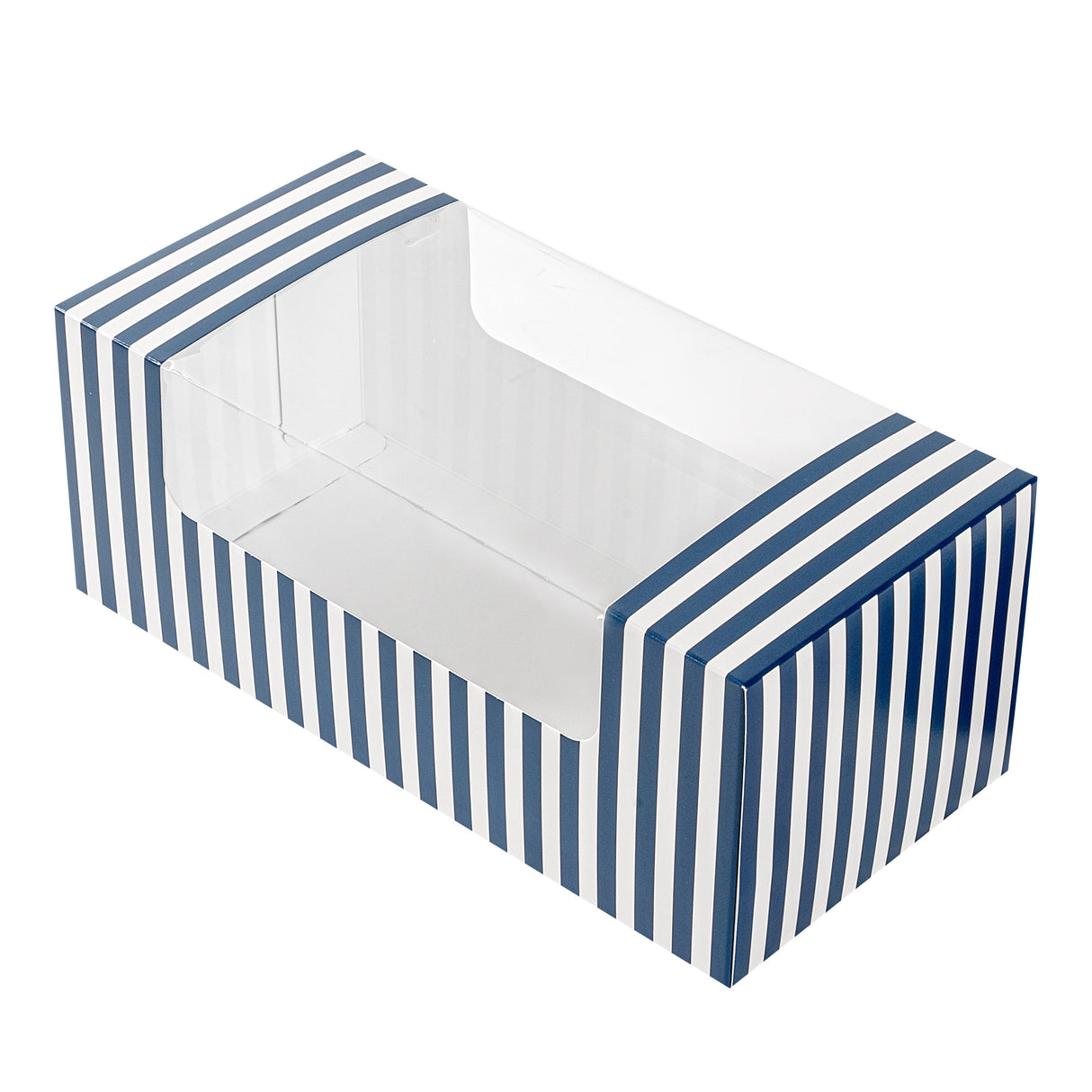 Boxes, Pastry & Cake, Pastry Tek 9.75 x 4.75 x 4 Inch, Paper, Blue & White Stripe, with Window,100 - 1 EACH