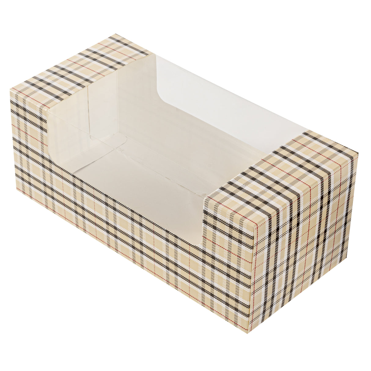 Boxes, Pastry & Cake, 9.75 x 4.75 x 4 Inch, Paper, Plaid, with Window,100 - 1 EACH