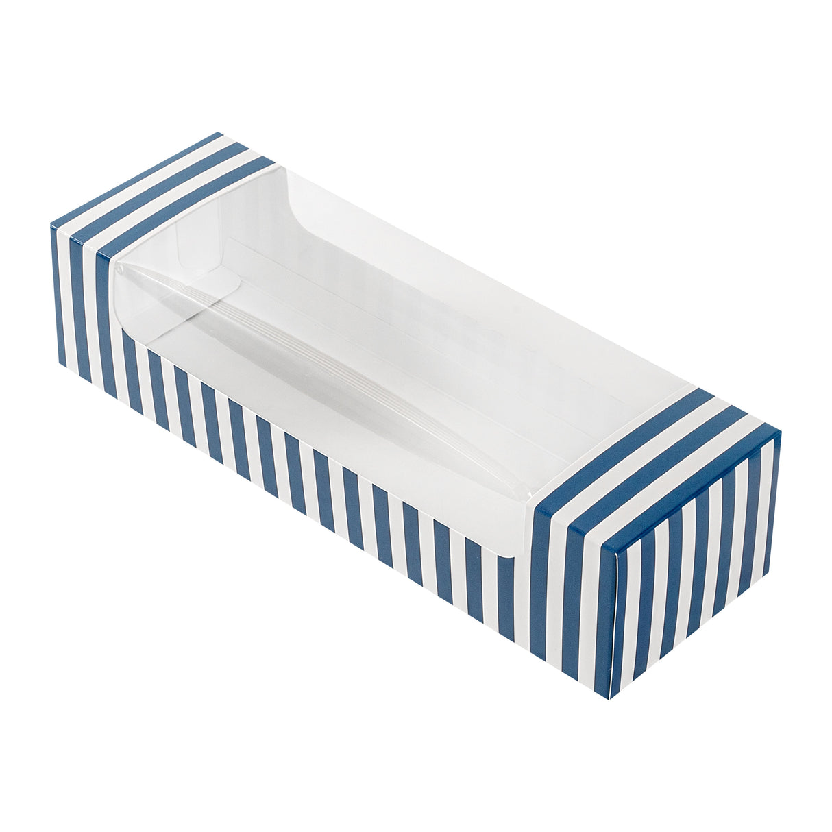 Boxes, Pastry & Cake, 9.75 x 3.25 x 2.25 Inch, Paper, Blue & White Stripe, with Window,100 - 1 EACH