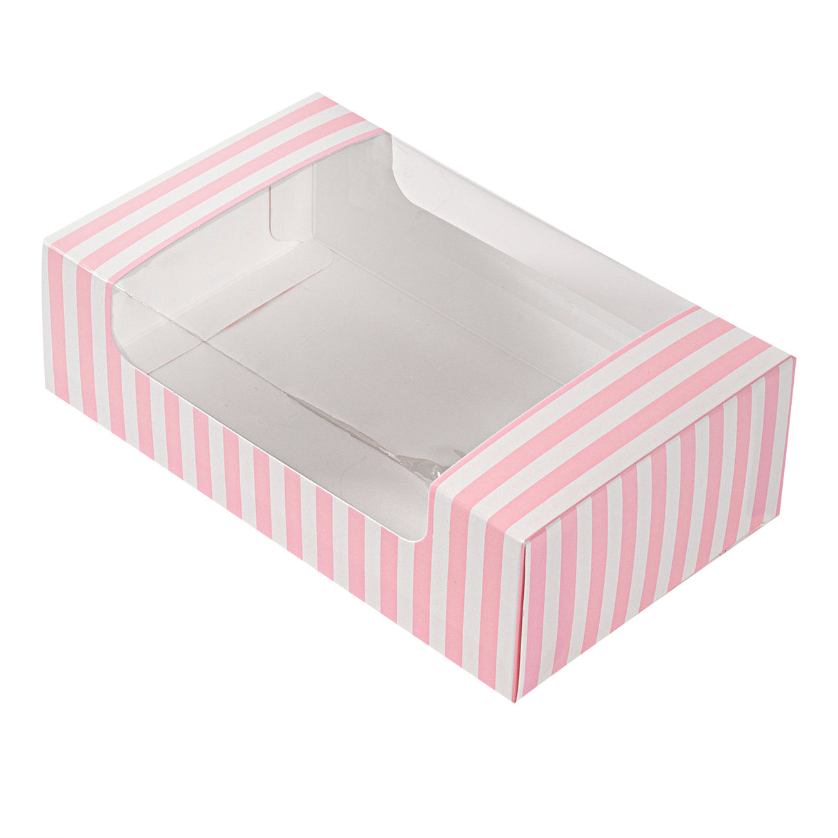Boxes, Pastry & Cake, 7.75 x 4.75 x 2.25 Inch, Paper, Pink & White Stripe, with Window,100 - 1 EACH