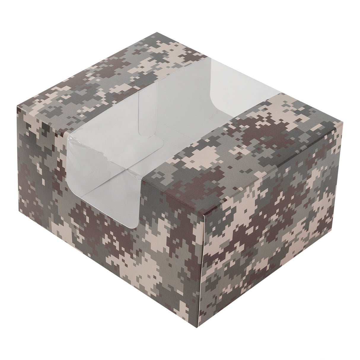Boxes, Pastry & Cake, Pastry Tek 7 x 6 x 4 Inch, Paper, Camouflage, with Window,100 - 1 EACH