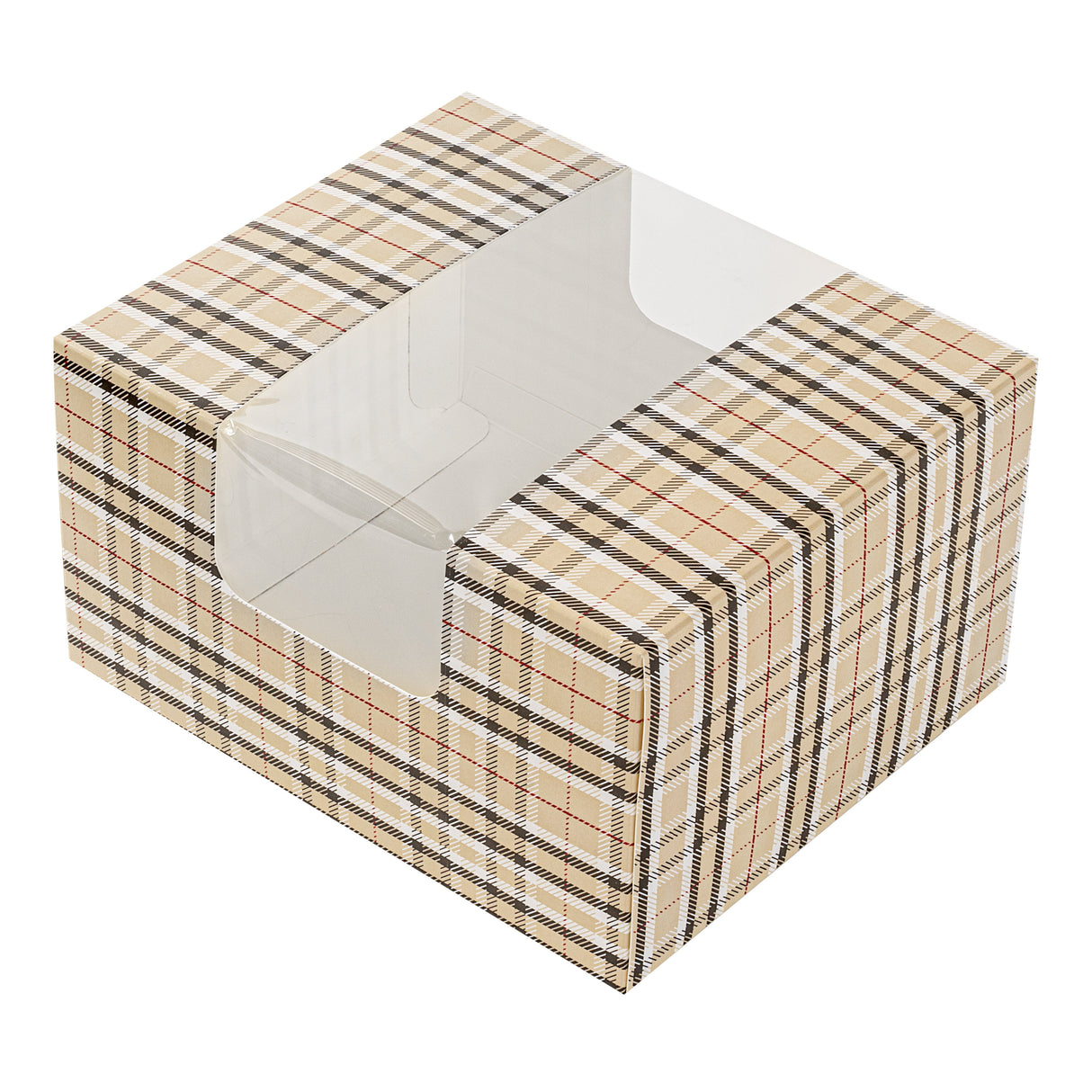 Boxes, Pastry & Cake, Pastry Tek 7 x 6 x 4 Inch, Paper, Plaid, with Window,100 - 1 EACH