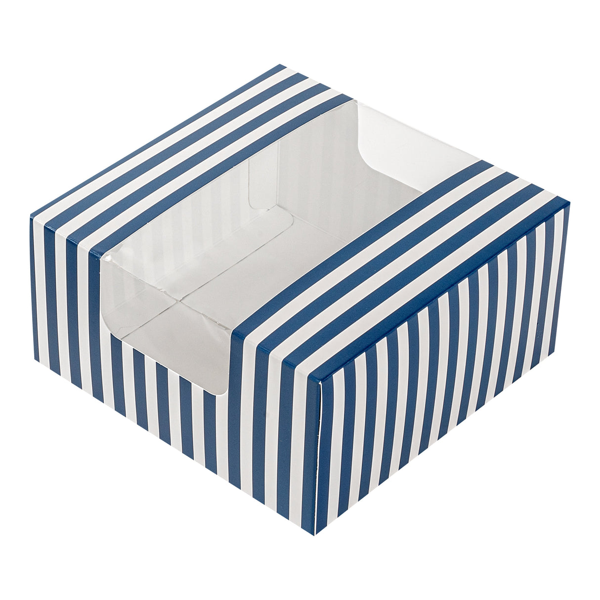 Boxes, Pastry & Cake, Pastry Tek 6.25 x 6.25 x 3.25 Inch, Paper, Blue & White Stripe, with Window,100 - 1 EACH