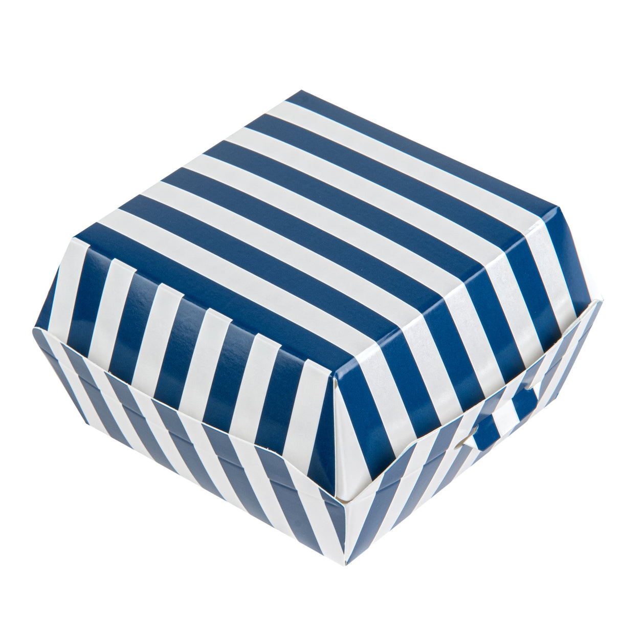 Boxes, Burger, 2.75 x 2.75 x 2 Inch, Paper, Blue & White Stripe,100 - 1 EACH