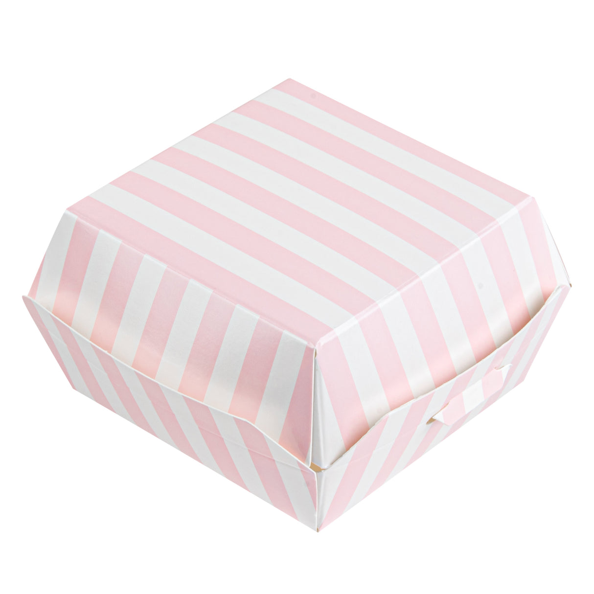 Boxes, Burger, 2.75 x 2.75 x 2 Inch, Paper, Pink & White Stripe,100 - 1 EACH