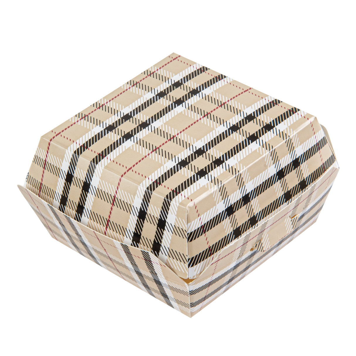 Boxes, Burger, 2.75 x 2.75 x 2 Inch, Paper, Plaid,100 - 1 EACH