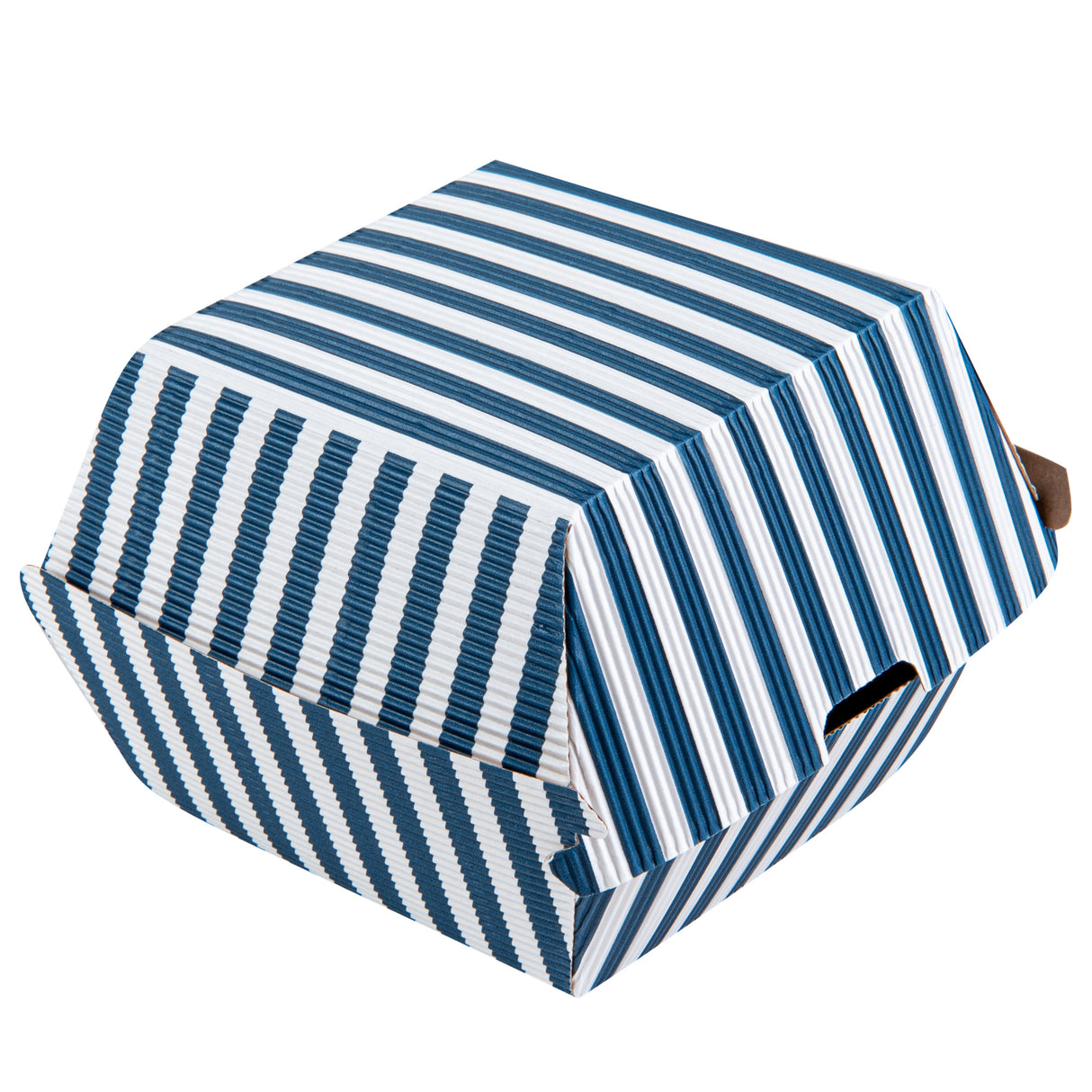 Boxes, Burger, 4 x 4 x 3.75 Inch, Paper, Blue & White Stripe, Ripple Wall,100 - 1 EACH