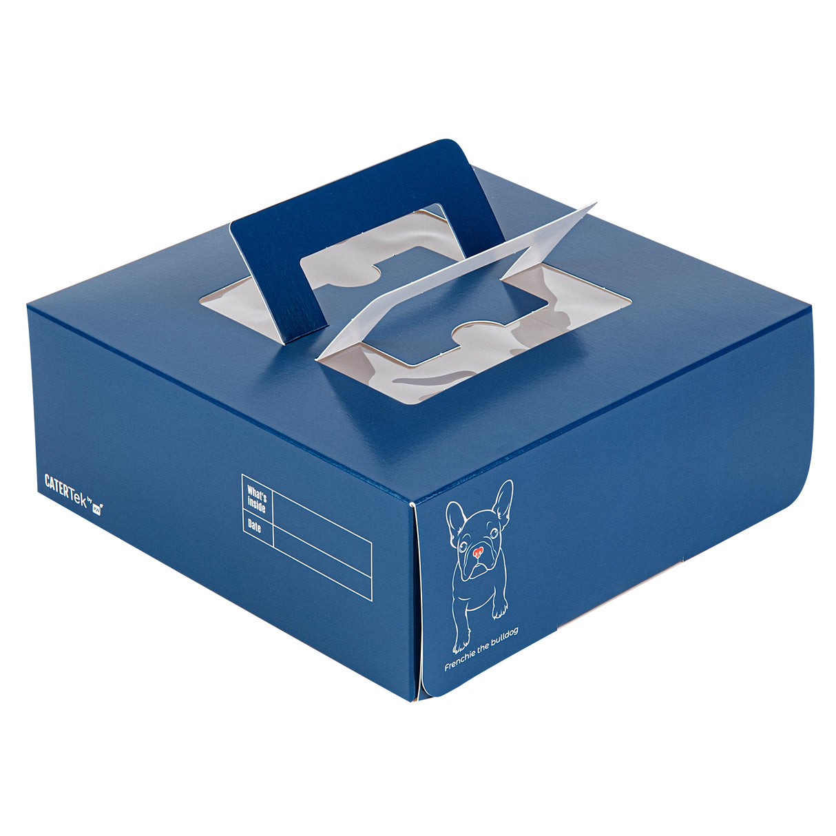 Boxes, Cake & Lunch, Cater Tek 9 x 9 x 3.50 Inch, Paper, Frenchie, with Window & Pop-Up Handle,50 - 1 EACH