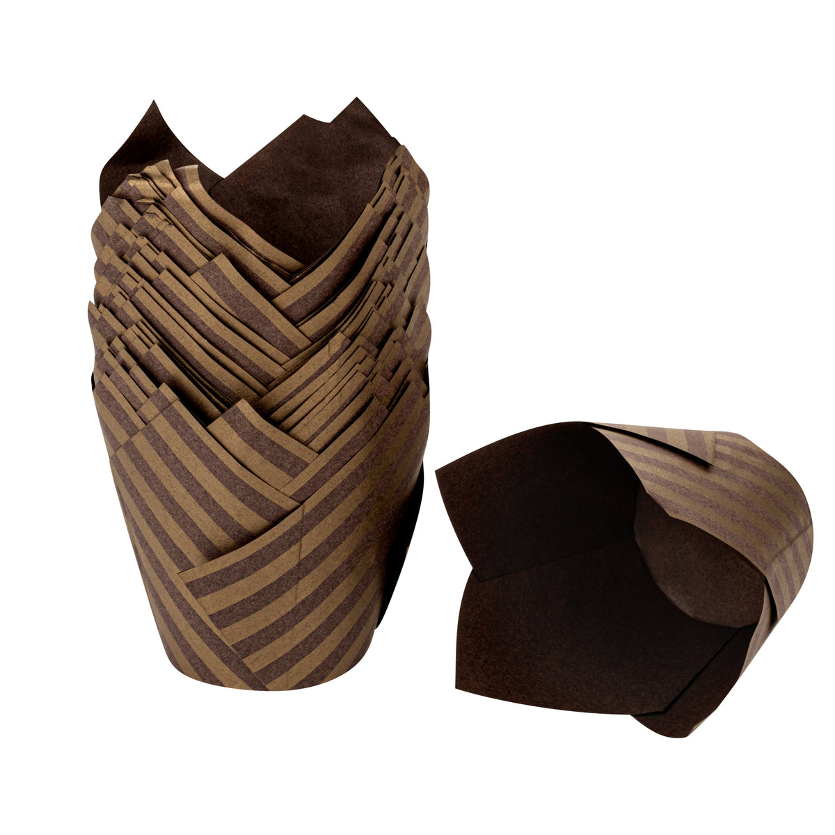 Cups, Baking, Panificio 3.50 Ounce, Greaseproof Paper, Brown Striped, Tulip,50 - 1 EACH