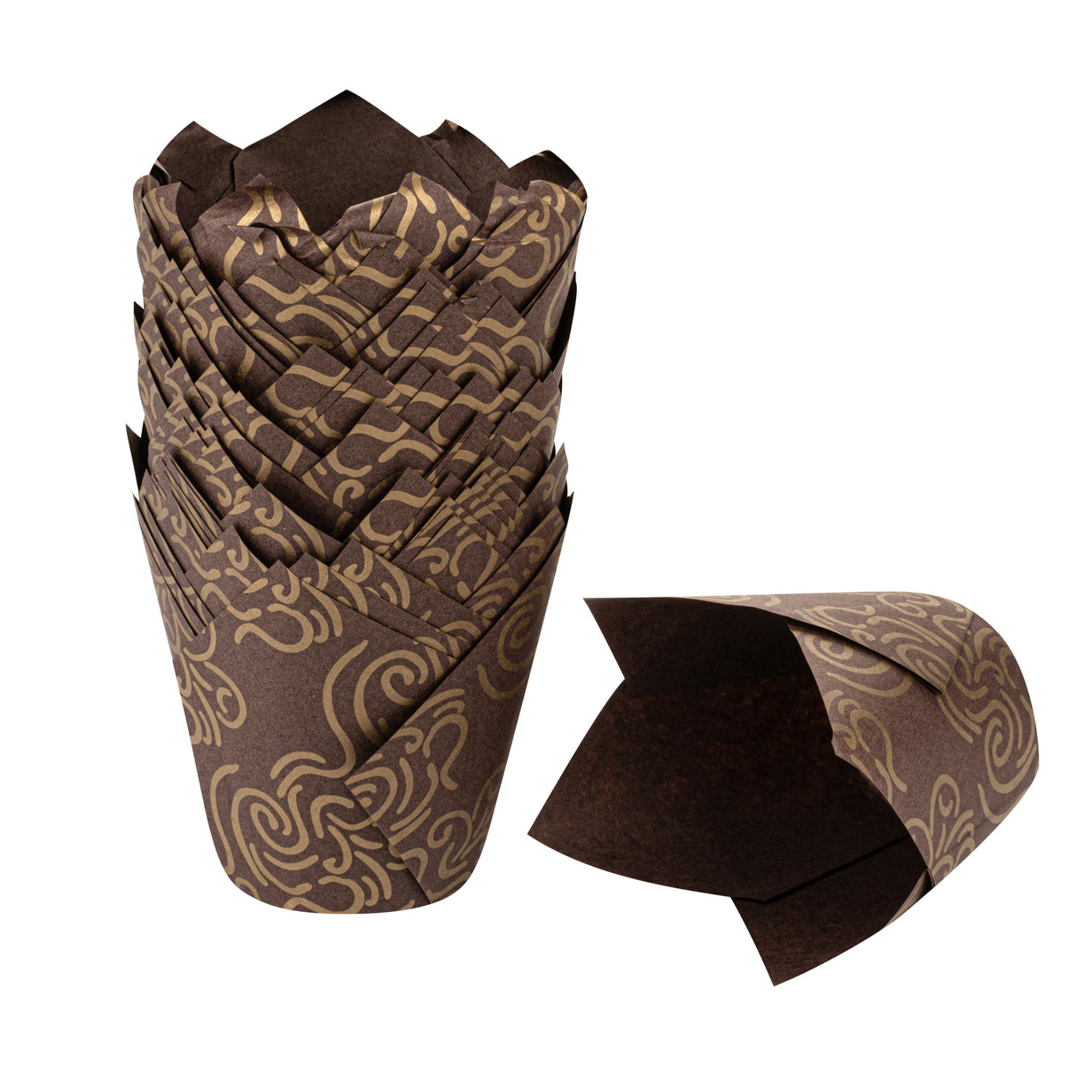 Cups, Baking, 3.50 Ounce, Greasproof Paper, Brown, Tulip, 3.25 x 3.25 x 3.25 Inch,50 - 1 EACH