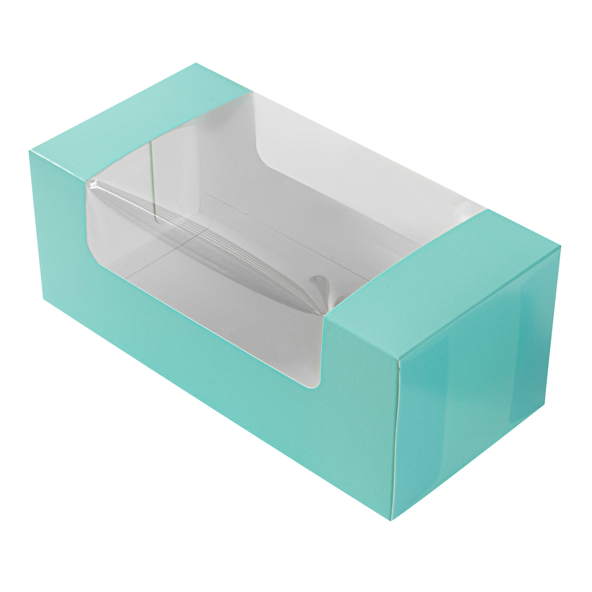 Boxes, Pastry & Cake, Pastry Tek 9.75 x 4.75 x 4 Inch, Paper, Turquoise, with Window,100 - 1 EACH
