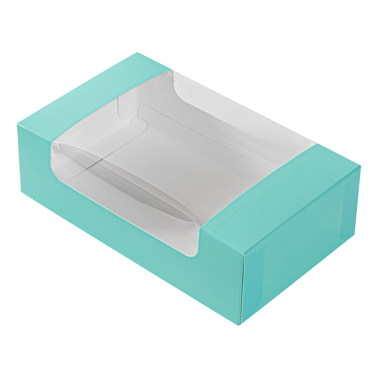Boxes, Pastry & Cake, Pastry Tek 7.75 x 4.75 x 2.25 Inch, Paper, Turquoise, with Window,100 - 1 EACH