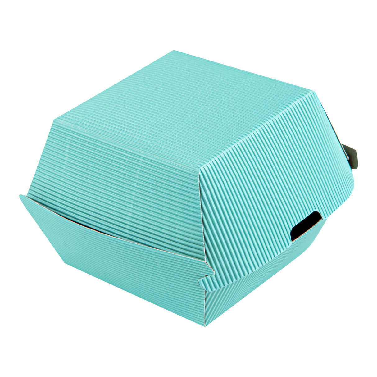 Boxes, Burger, 4 x 4 x 3.75 Inch, Paper, Turquoise, Ripple Wall,100 - 1 EACH