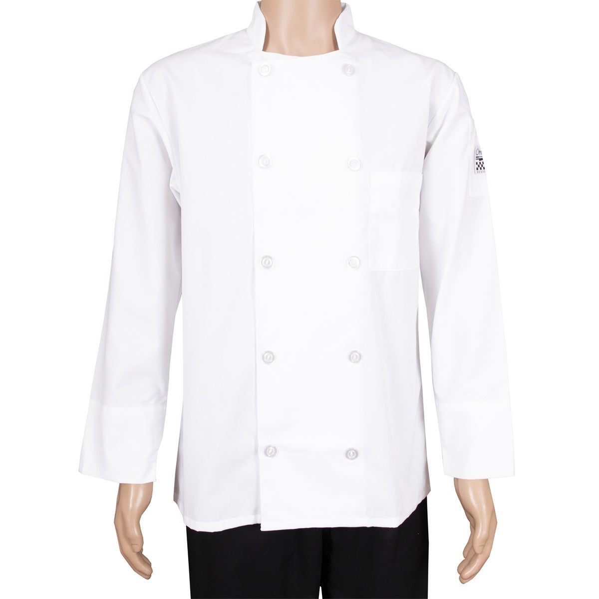 Jacket, Chef, Long-Sleeve, Basic, White, Large, Poly/Cotton Blend,1 - 1 EACH