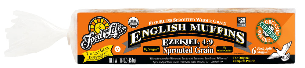 Muffins, English, Sprouted Whole Grain, 2.67 Ounce,6 - 6 COUNT
