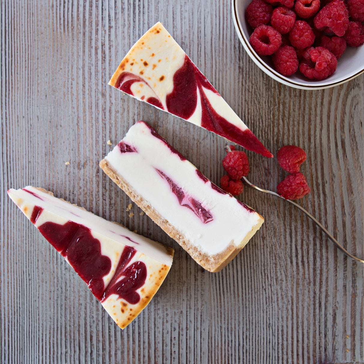 Cheesecake, White Chocolate Brulee, with Raspberry, 14 Slices per Cake, Frozen,2 - 5.44 POUND