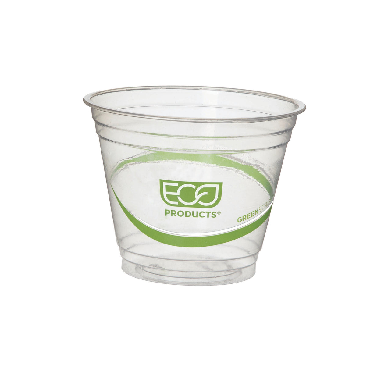 Cups, Cold, 9 Ounce, Plastic, Clear with Green Stripe, Compostable, Ingeo, 9 Ounce,20 - 50 COUNT