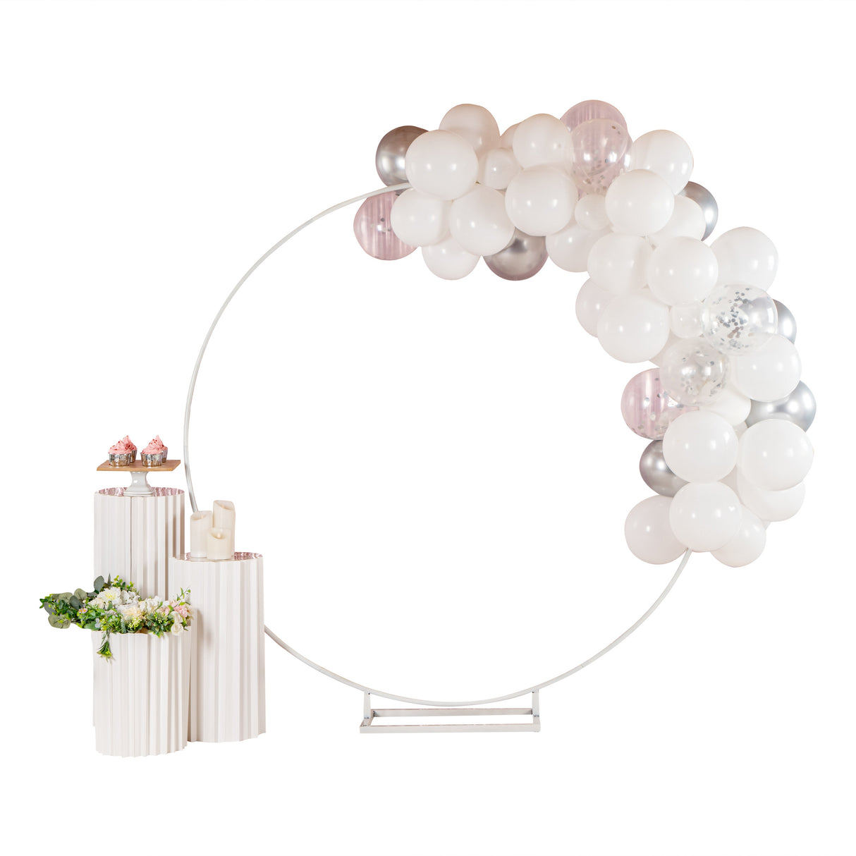 Balloon Kit, Arch & Garland, Balloonify 72 Piece, White & Silver,1 - 1 EACH