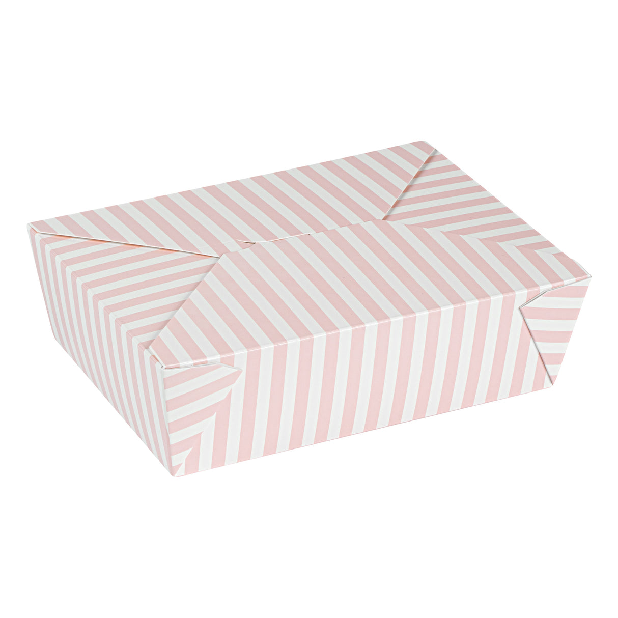 Containers, Take-Out, 71 Ounce, Paper, Pink & White Stripe, 8.50 x 6.25 x 2.50 Inch, #3,50 - 1 EACH
