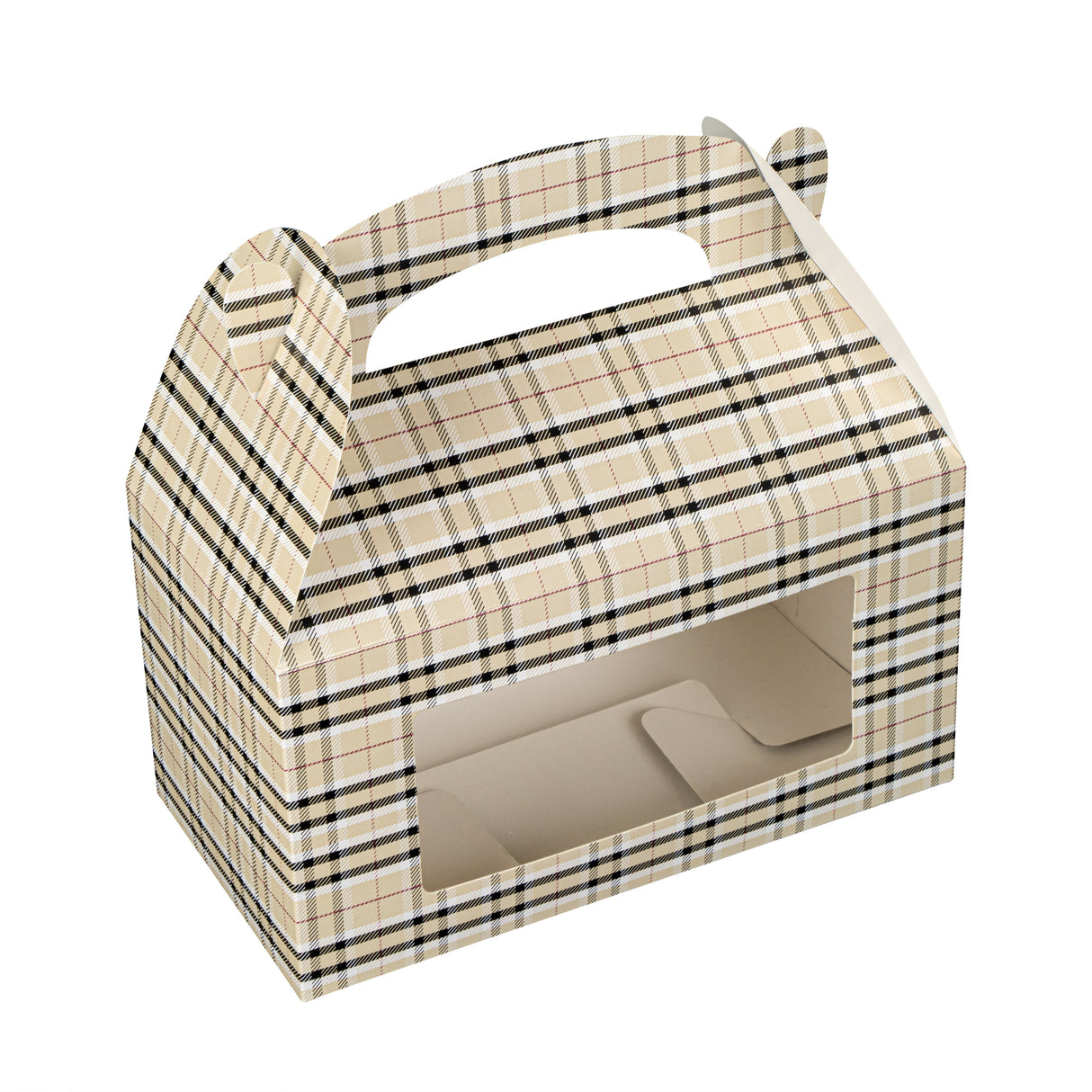 Boxes, Gable & Lunch, Bio Tek 9.50 x 5 x 5 Inch, Paper, Plaid, with Window,25 - 1 EACH