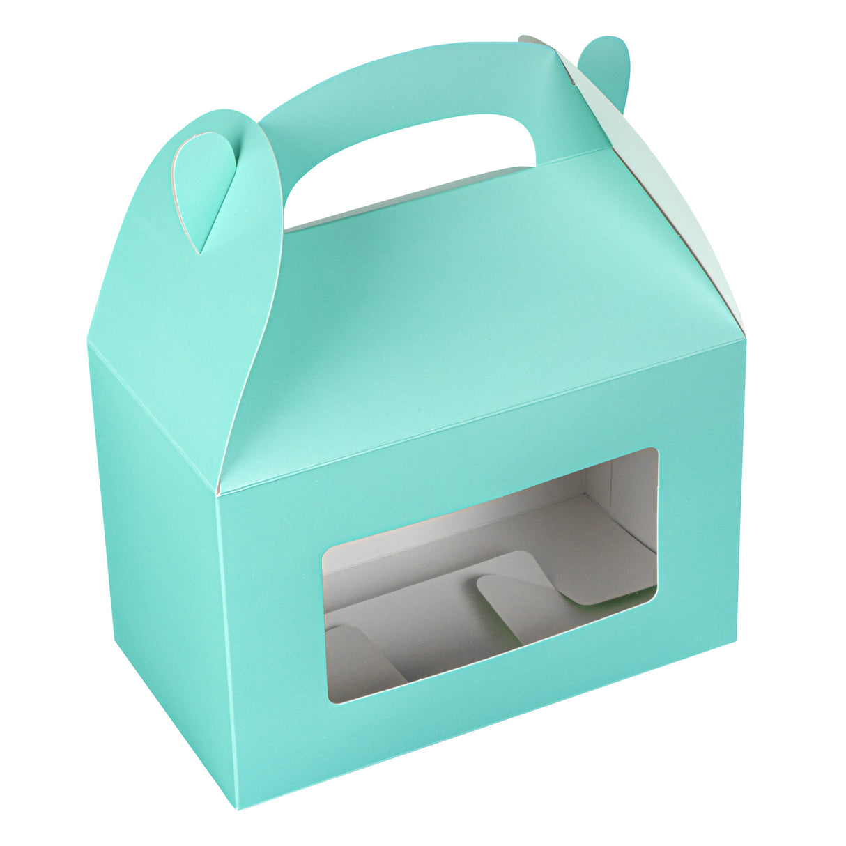 Boxes, Gable & Lunch, Bio Tek 8.50 x 4.75 x 5.50 Inch, Paper, Turquoise, with Window,25 - 1 EACH