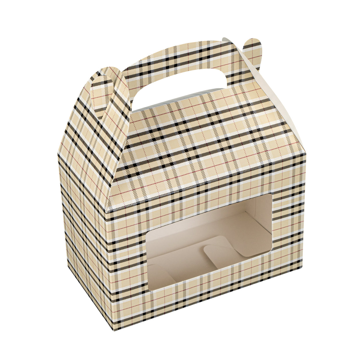 Boxes, Gable & Lunch, Bio Tek 8.50 x 4.75 x 5.50 Inch, Paper, Plaid, with Window,25 - 1 EACH