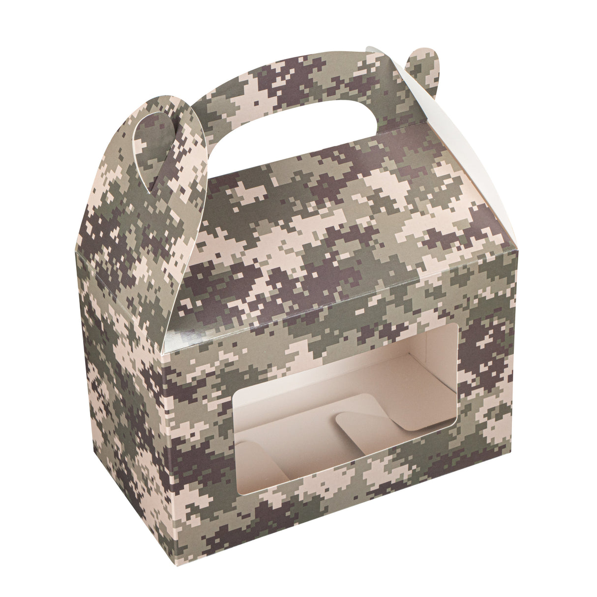 Boxes, Gable & Lunch, Bio Tek 8.50 x 4.75 x 5.50 Inch, Paper, Camouflage, with Window,25 - 1 EACH