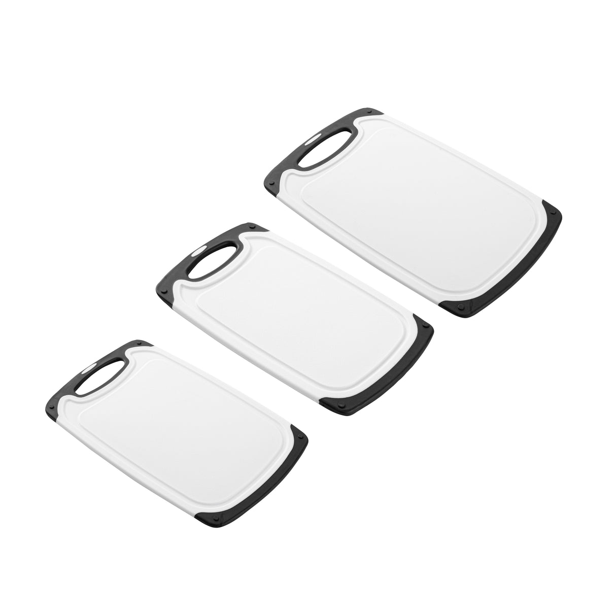 Board Set, Cutting, Comfy Grip 3-Piece, Black, Plastic, with Juice Groove & Handle,1 - 1 EACH