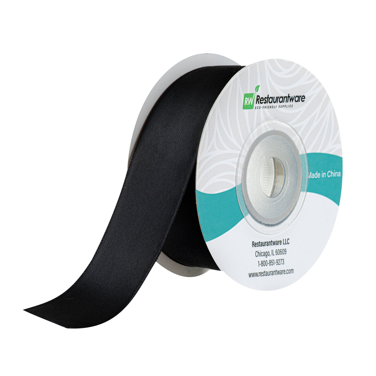 Ribbons, Satin, Gift Tek 1 Inch, Single-Face, Black, Polyester, 10 Yard,1 - 30 FOOT